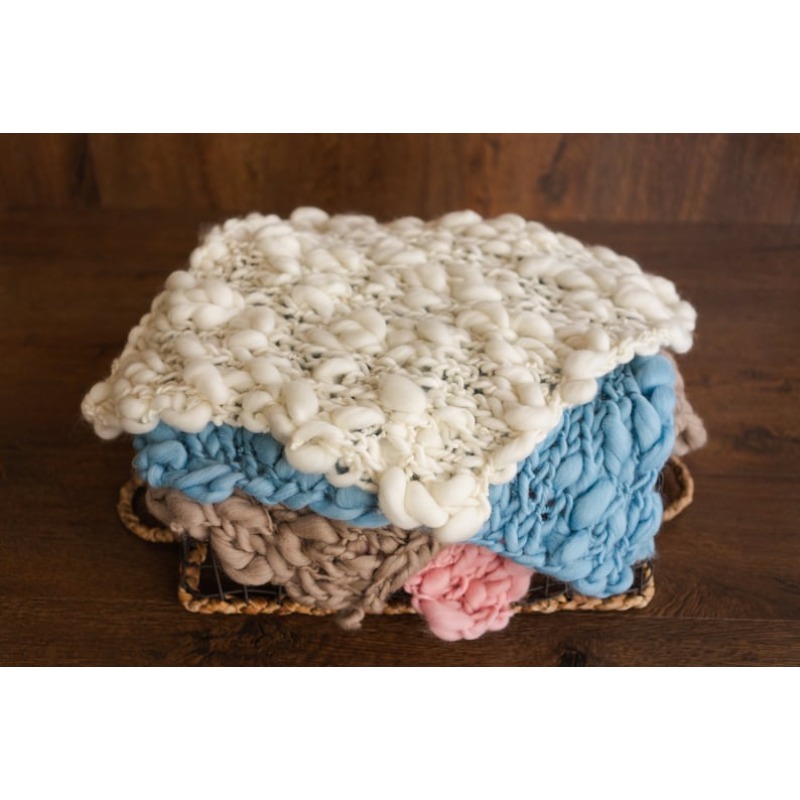 Throw Blanket Chunky Knit - بطانية أطفال ميرينو متماسكة مكتنزة -