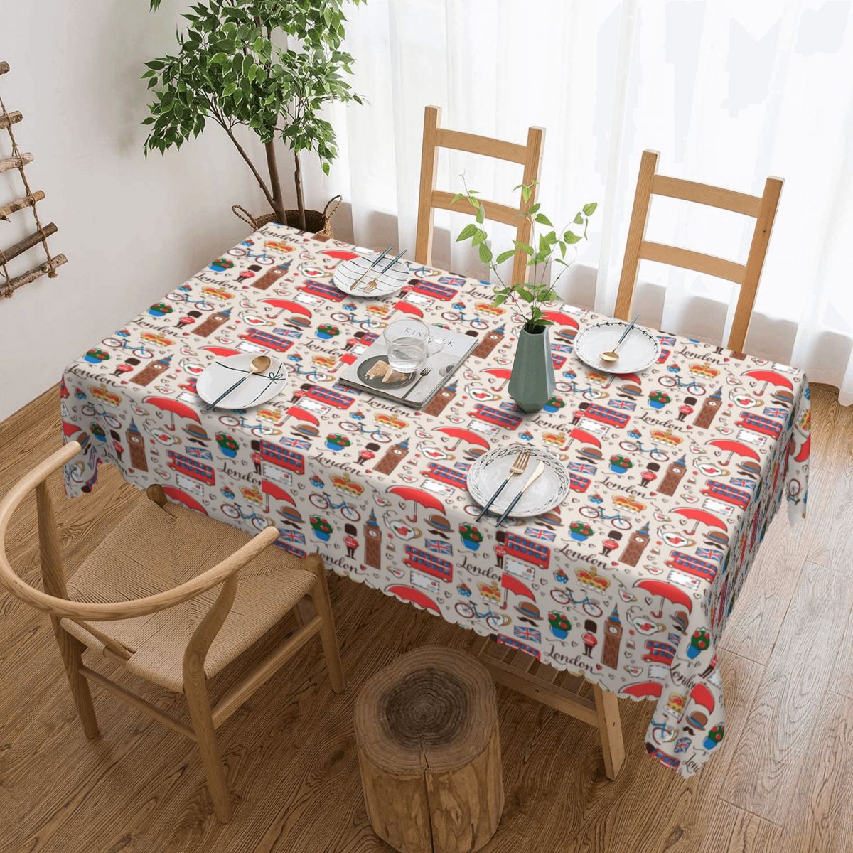 Home Textiles London - مفرش طاولة مقاوم للماء بنمط لندن
