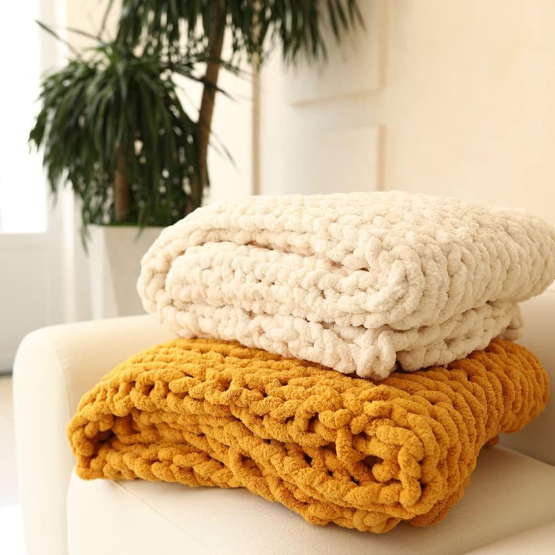 Throw Blanket Chunky Knit - اليد مكتنزة بطانية محبوكة غزل سميك