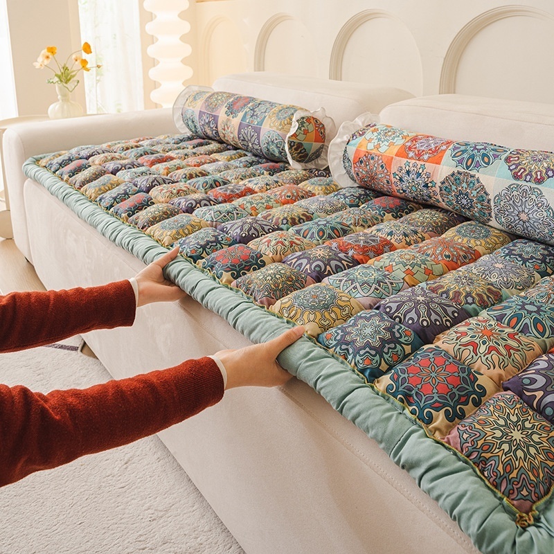 Floor Cushion Pouf - غطاء أريكة قطني سميك مضاد للانزلاق