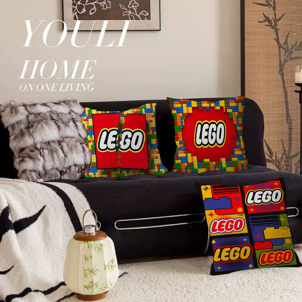 Home Textiles Logo - غطاء وسادة كلاسيكي بشعار L-LEGOS، ديكور