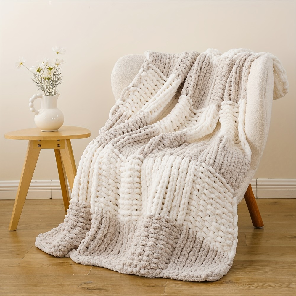 بطانية محبوكة سميكة 50x60، ناع - مراجعة Throw Blanket Chunky Knit وسعره
