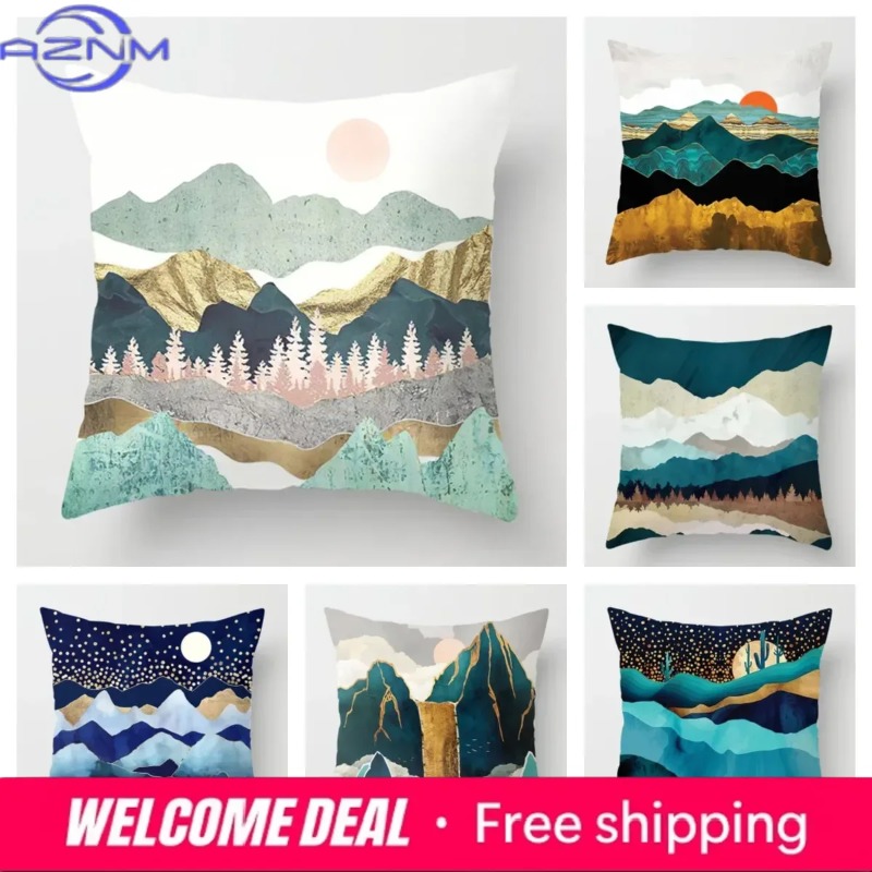 غطاء وسادة معدني بتصميم جبال ن - مراجعة Sunrise Home Textiles & Apparel وسعره