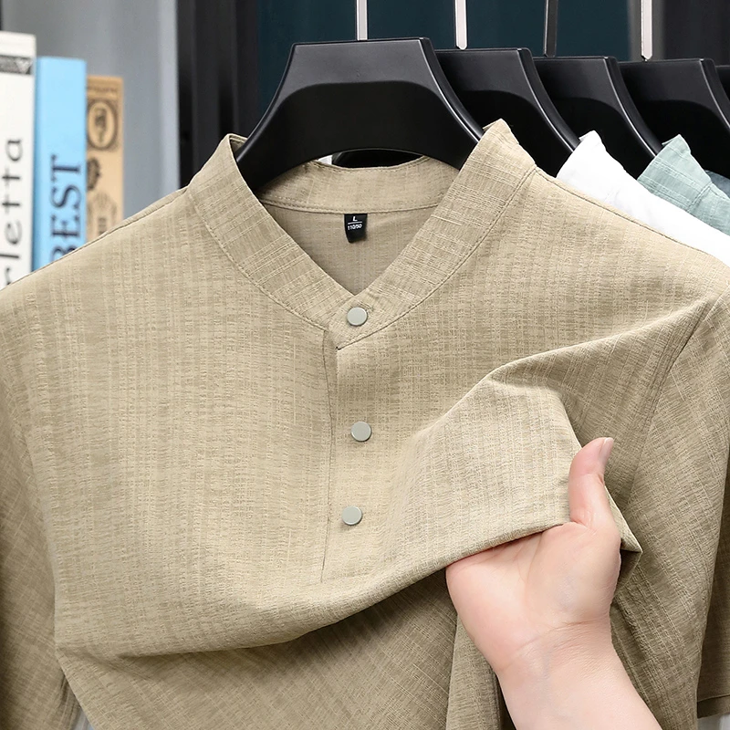 قميص رجالي صيفي بياقة واقفة وأ - مراجعة Home And Textiles وسعره