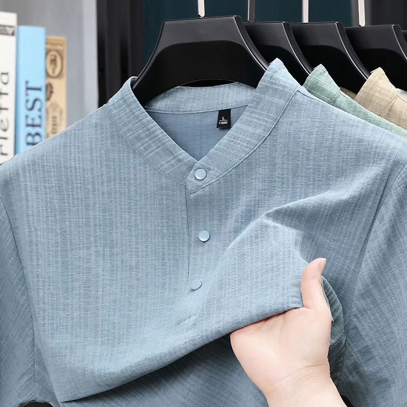 قميص رجالي صيفي بياقة واقفة وأ - مراجعة Home And Textiles وسعره