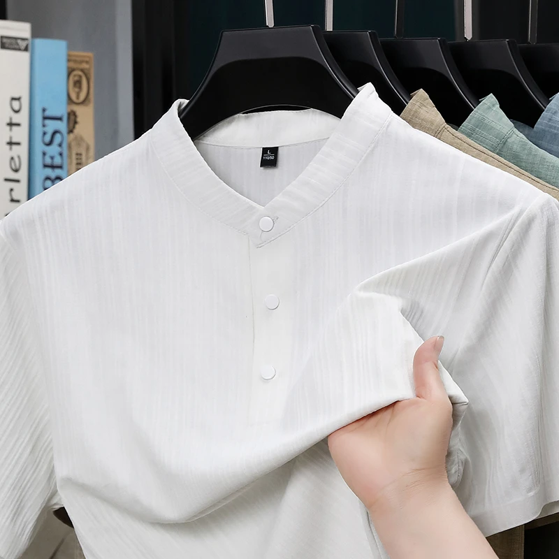 قميص رجالي صيفي بياقة واقفة وأ - مراجعة Home And Textiles وسعره