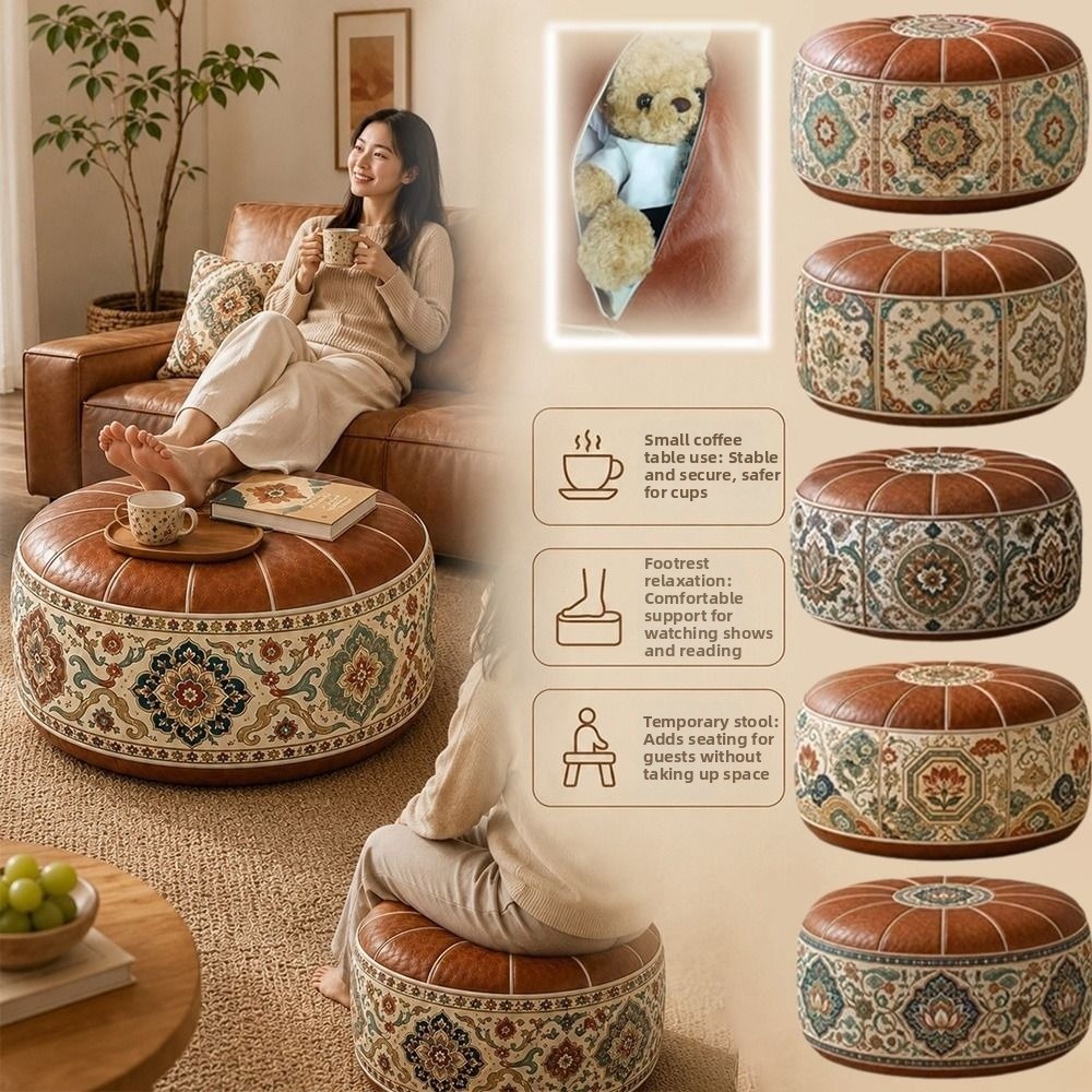 مسند قدم جديد من الجلد الصناعي - مراجعة Floor Cushion Pouf وسعره