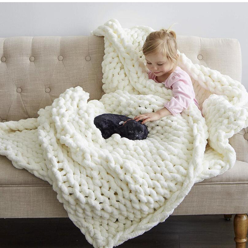اليد مكتنزة بطانية محبوكة غزل  - مراجعة Throw Blanket Chunky Knit وسعره