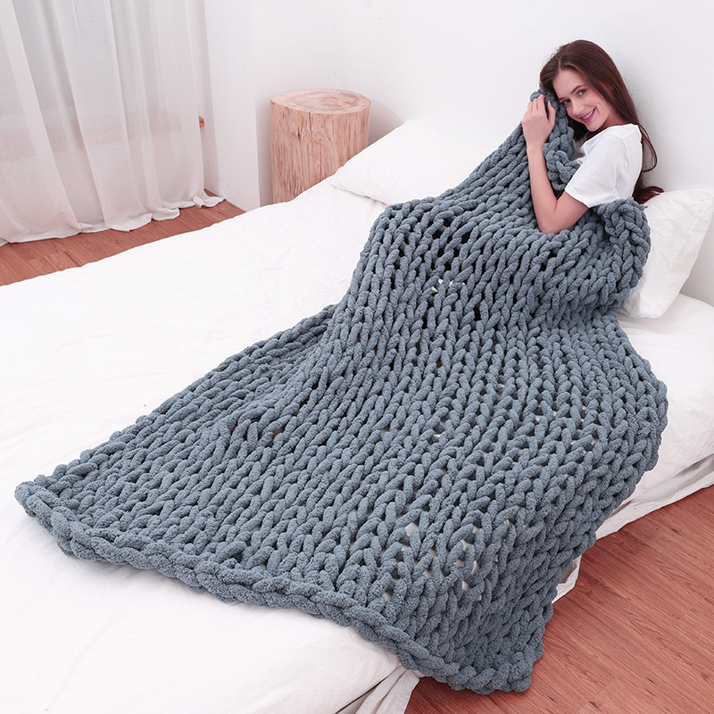اليد مكتنزة بطانية محبوكة غزل  - مراجعة Throw Blanket Chunky Knit وسعره