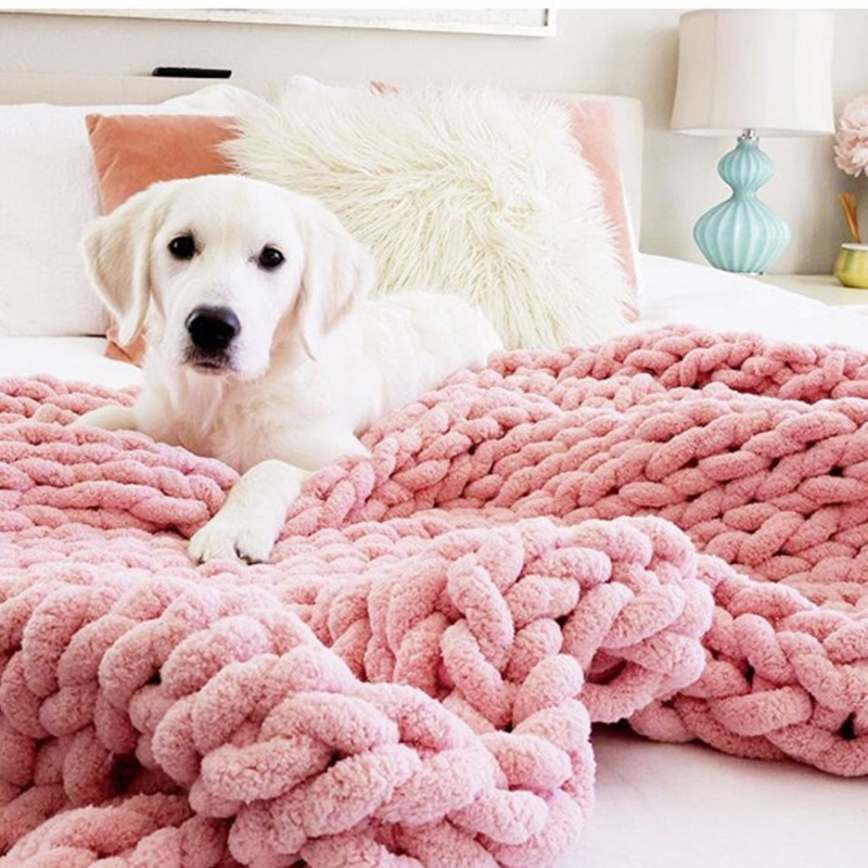 اليد مكتنزة بطانية محبوكة غزل  - مراجعة Throw Blanket Chunky Knit وسعره