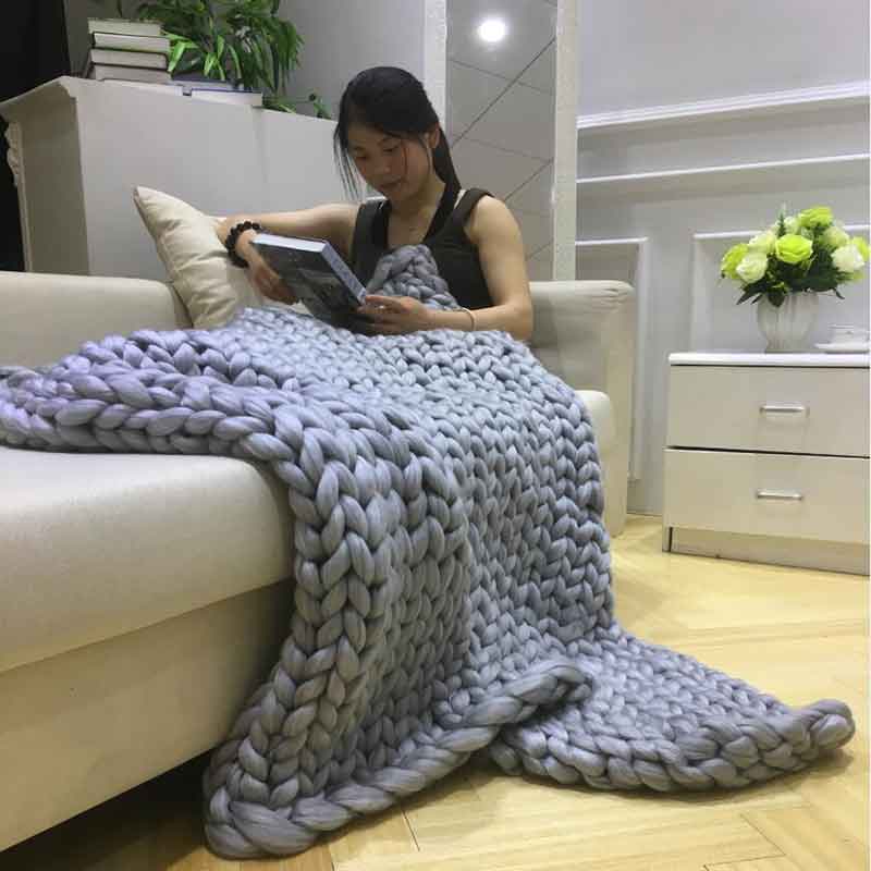 موضة يد مكتنزة دثار محبوك غزل  - مراجعة Throw Blanket Chunky Knit وسعره