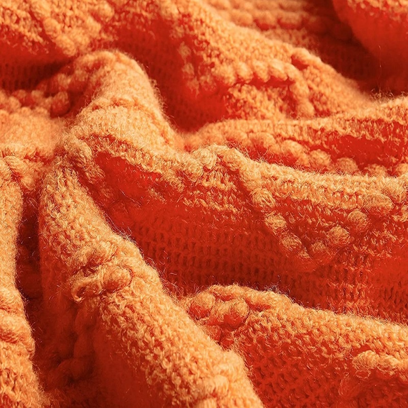 برتقالي محبوك رمي البطانيات مع - مراجعة Throw Blanket Chunky Knit وسعره